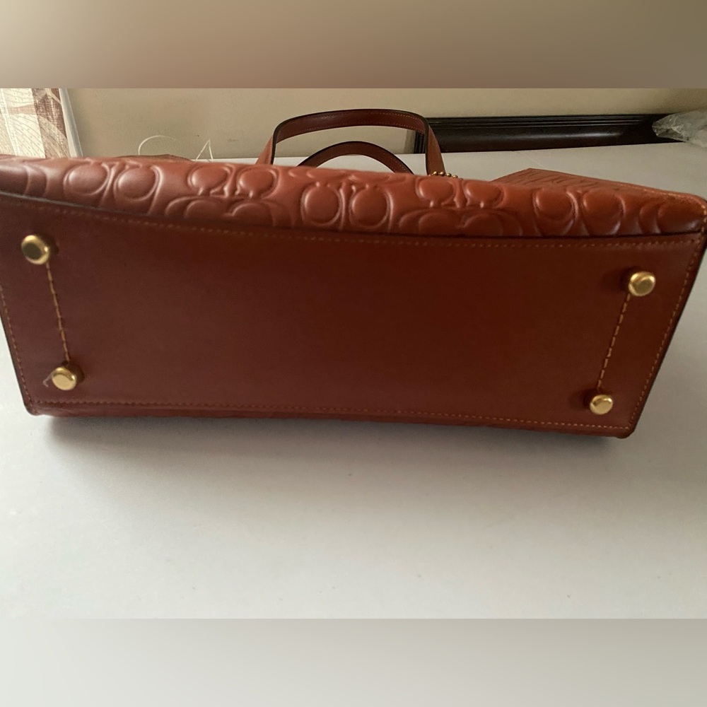 Coach Embossed Leather Bag in Rich Brown - Picture 9 of 11